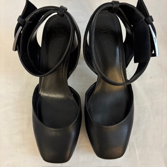 DKNY Briella Black Platform Block Heel Ankle Strap Pump Size 7.5M - Picture 6 of 12
